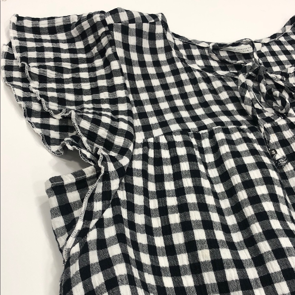 Denver Hayes Black and White Gingham Tie-Neck Ruffled Shift Dress - Picture 11 of 13